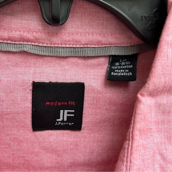 J. Ferrar Modern Fit Mens Long Sleeve Button Down Large (16-16 1/2)  Pink Shirt - Picture 4 of 5